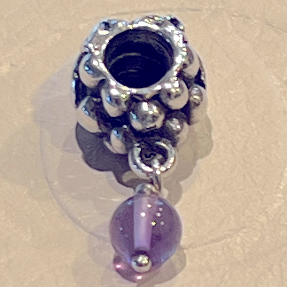 Pandora Authentic Grape Charm w/Amethyst Dangle - Picture 3 of 6